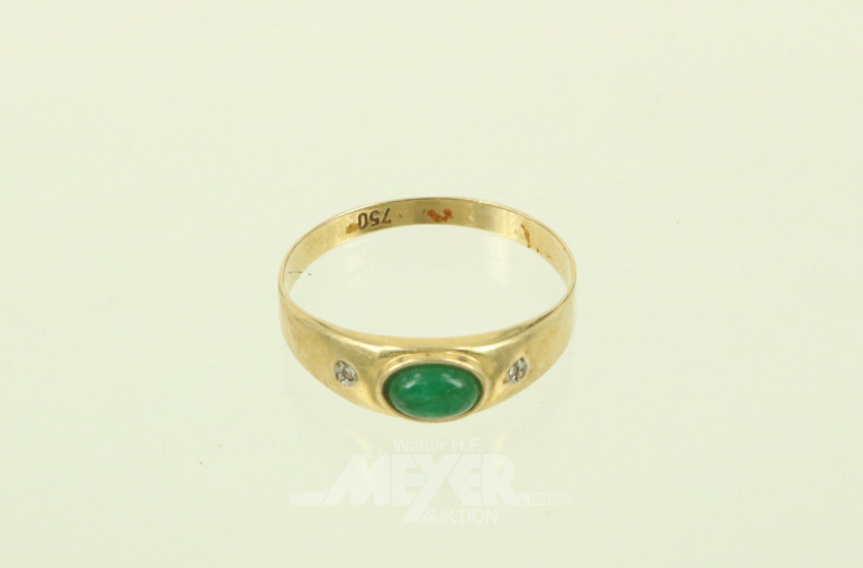 Damenring, besetzt mit 1 grünen Farbstein