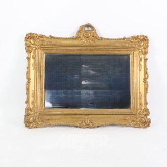 kl. Wandspiegel mit breitem, goldfarbenen Rahmen