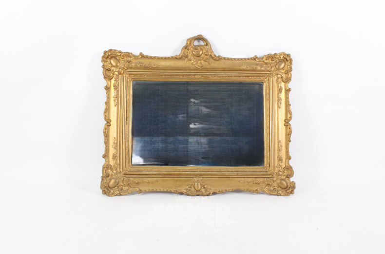 kl. Wandspiegel mit breitem, goldfarbenen Rahmen