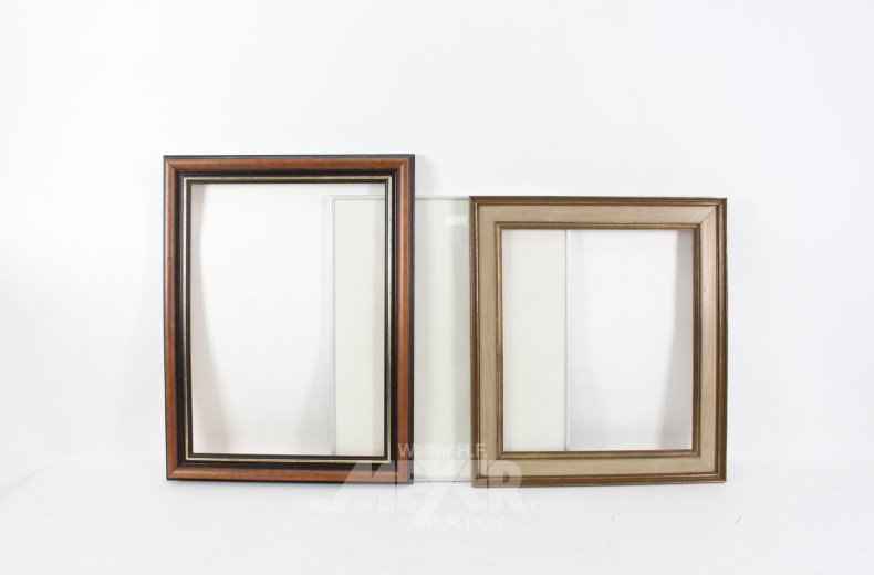 6 versch, Bilderrahmen, darunter Keil-, Holz- u. Alurahmen