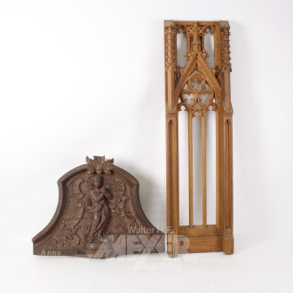Paar Holzpaneelen, gotischer Stil, Handgeschnitzt