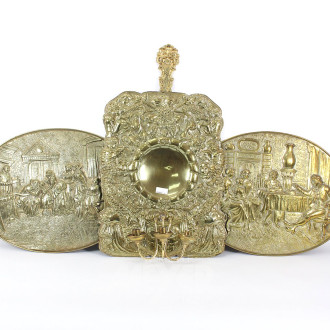 gr. Blaker, 3-flammig und 2 Blech-Relifs