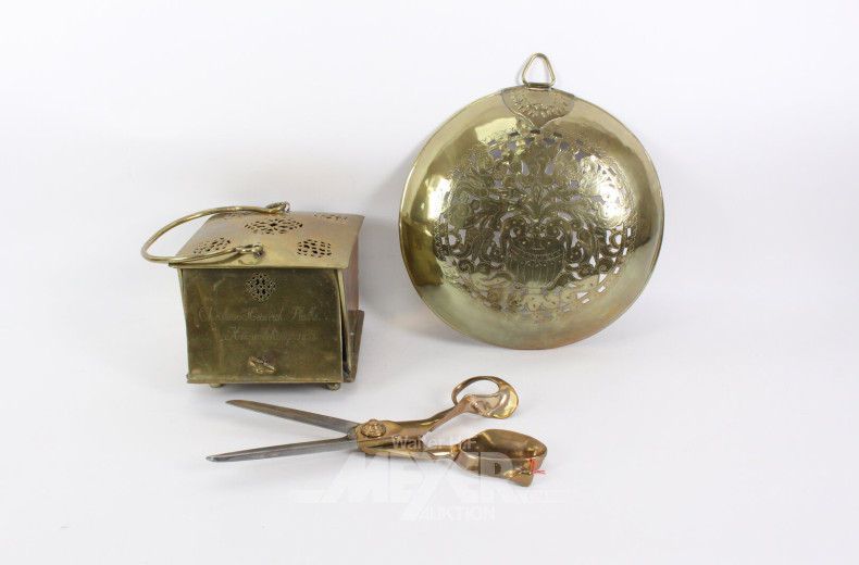 antiker Fußwärmer, Wanddekoration, gr. Schneider/Lederschere