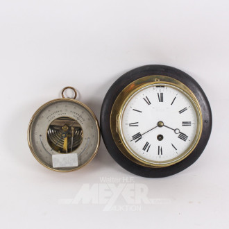 Glasen Uhr sowie 1 x Barometer
