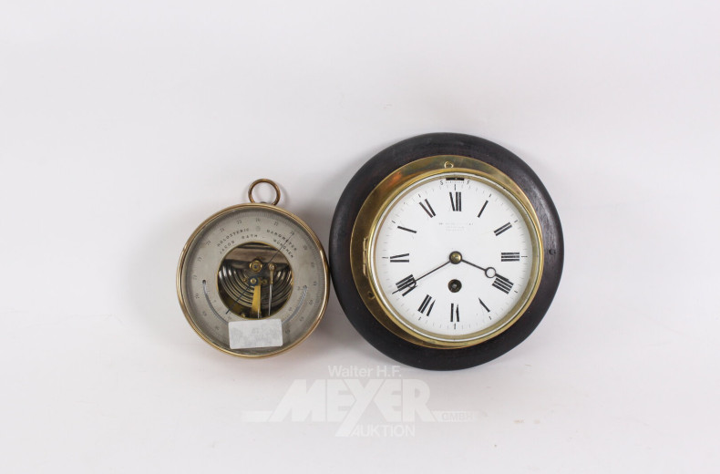 Glasen Uhr sowie 1 x Barometer