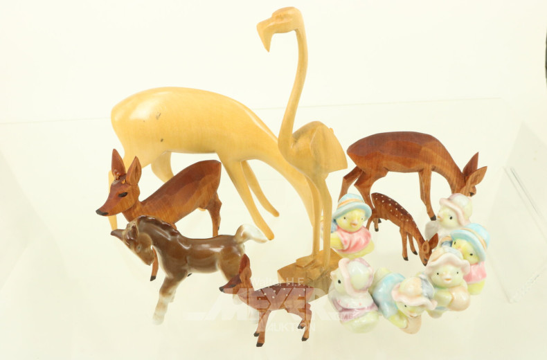kl. Posten versch. Holz- und Keramik-Figuren