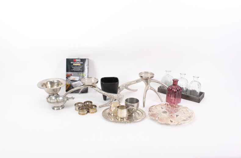 Konvolt: Pastateller, Kerzenständer, Schalen, Vasen etc.