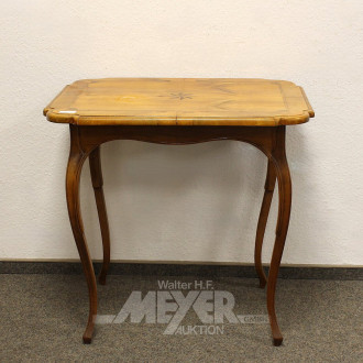 Tischchen, Holz, intarsiert, abgerundete Ecken