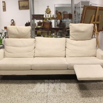 Sofa, 3-Sitzer, davon 2 Komfortplätze mit verstellbarem Kopf- u. Fußteil (Fußstütze versenkbar)