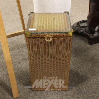 Wäsche- oder Aufbewahrungs-Box, Korbgeflecht/Rattan mit Glasplatte am Deckel