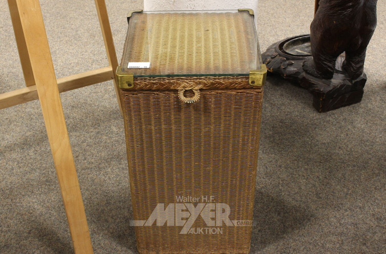 Wäsche- oder Aufbewahrungs-Box, Korbgeflecht/Rattan mit Glasplatte am Deckel
