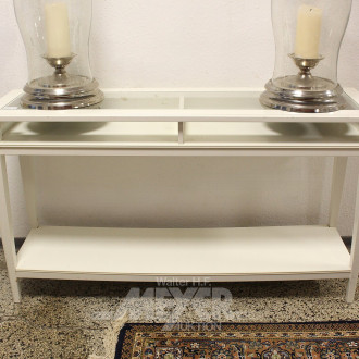 Konsolentisch / Sideboard, weiß, eingelegte Glasplatte, Tiefboden: Holz