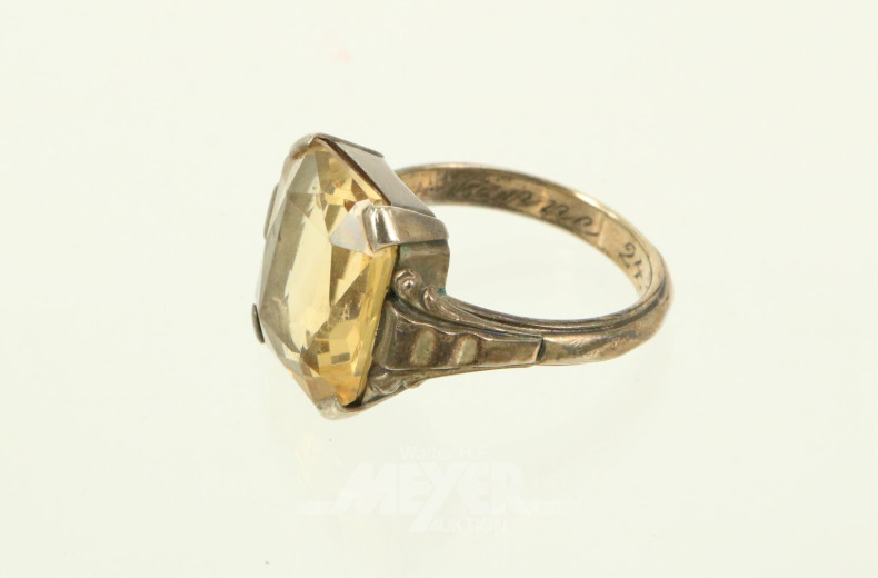Damenring, besetzt mit 1 gelben Farbstein