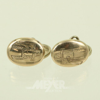Paar Manschettenknöpfe mit Monogramm 'FA'