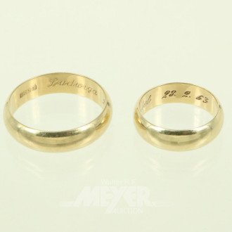 Paar Trauringe, jew. mit Gravur