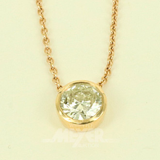 Solitäranhänger an Kette, 1 nat. Diamant im Brillantschliff von ca. 1,12ct. get/si