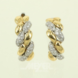 Paar Ohrstecker, Halbcreolen, mit kl. Brillanten