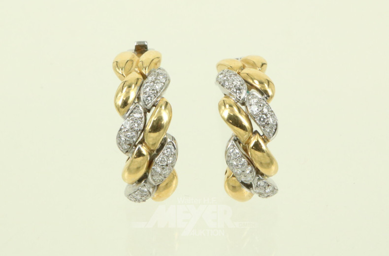 Paar Ohrstecker, Halbcreolen, mit kl. Brillanten