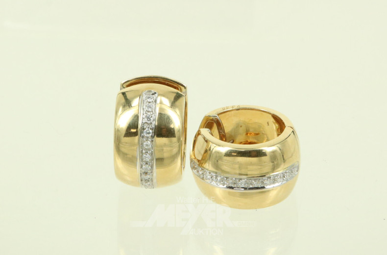 Paar breite Creolen, WEMPE, mit jew. 11 kl. Brillanten