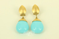 Paar Ohrhänger, jew. besetzt mit 1 Türkis