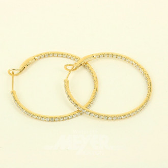 Paar Creolen, besetzt mit 92 nat. Diamanten im Brillantschliff von zus. ca. 1,85ct. wess/vsi