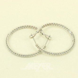 Paar Creolen, besetzt mit 80 nat. Diamanten im Brillantschliff von zus. ca. 1,46ct. tw-w/vsi