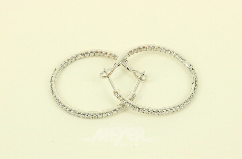 Paar Creolen, besetzt mit 80 nat. Diamanten im Brillantschliff von zus. ca. 1,46ct. tw-w/vsi