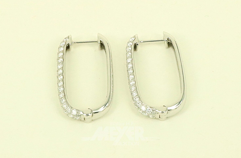 Paar Creolen, besetzt mit 92 nat. Diamanten im Brillantschliff von zus. ca. 1,35ct. tw-w/vsi-si