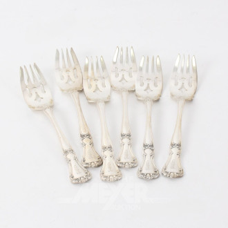 Servier-Vorlegegabeln mit Monogramm FB, Sterling