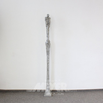 Bronzeskulptur 'Lepto', silberfarbener Überzug