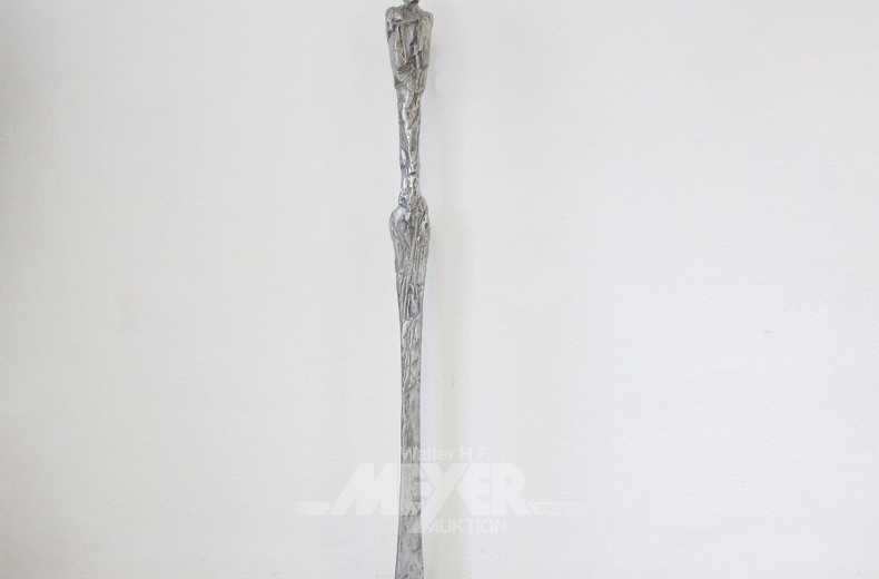 Bronzeskulptur 'Lepto', silberfarbener Überzug