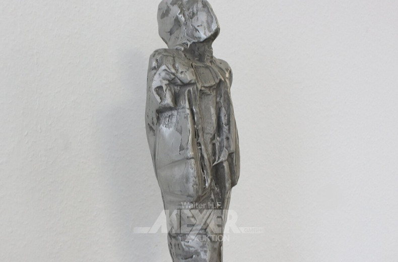 Bronzeskulptur 'Lepto', silberfarbener Überzug