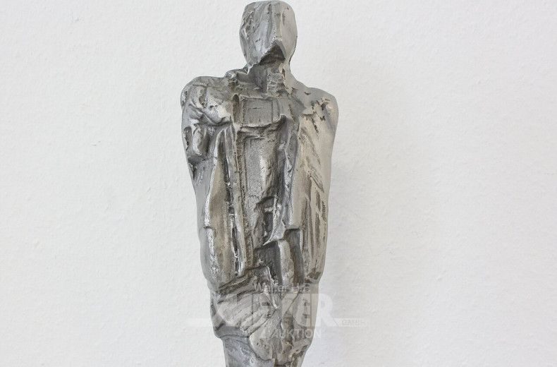 Bronzeskulptur 'Lepto', silberfarbener Überzug