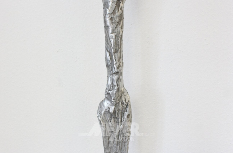 Bronzeskulptur 'Lepto', silberfarbener Überzug