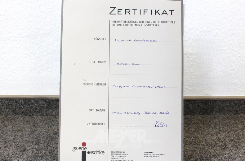 Bronzeskulptur 'Lepto', silberfarbener Überzug