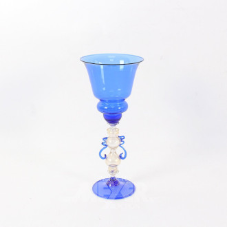 Künstler-Glaskelch, blau, vermutl. Murano 20.Jh