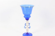 Künstler-Glaskelch, blau, vermutl. Murano 20.Jh