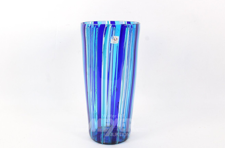 gr. Glasvase, blau, Murano