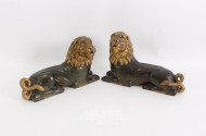 Paar Buchstützen "Liegende Löwen"
