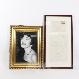 original Brief mit Signatur von Maria Callas, dat. 1962