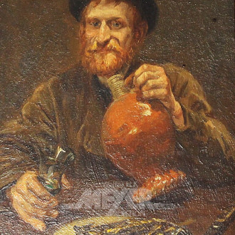 kl. Gemälde 'Der Weintrinker'