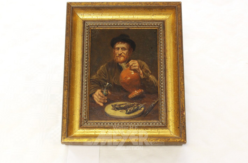 kl. Gemälde 'Der Weintrinker'