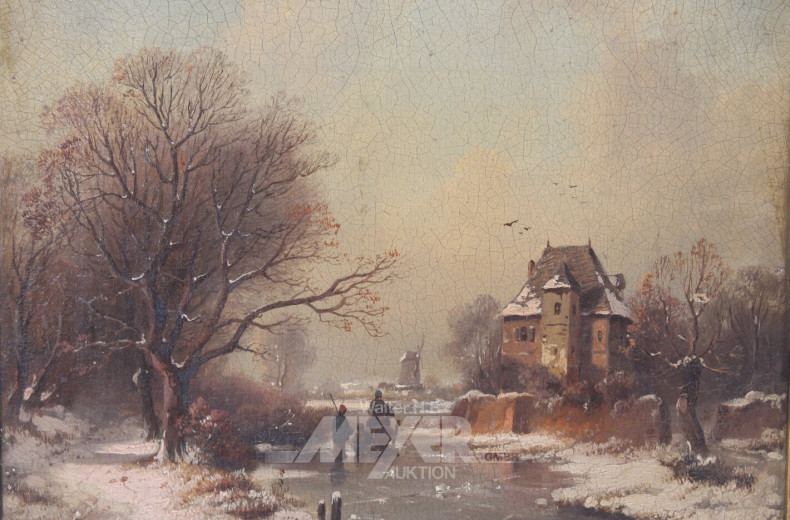 kl. Gemälde 'Winterliche Landschaft'