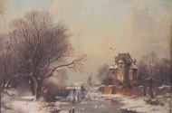 kl. Gemälde 'Winterliche Landschaft'