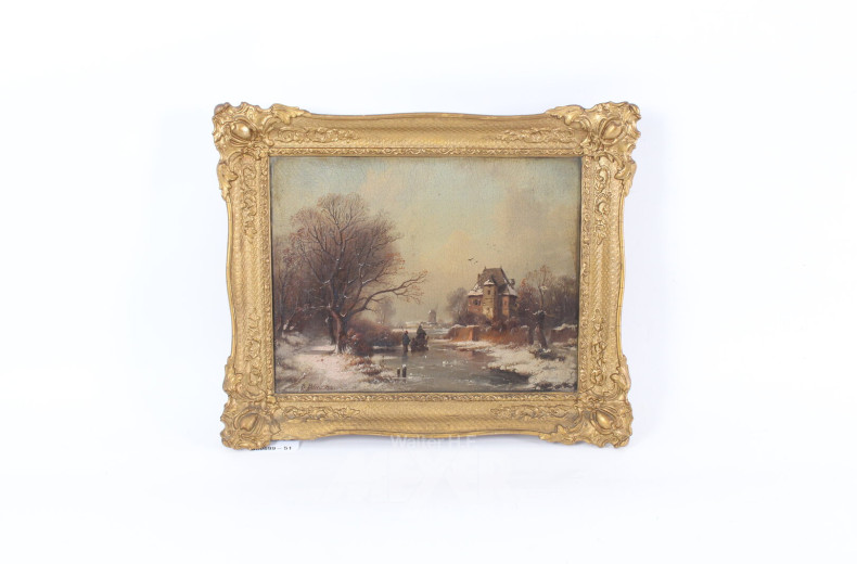 kl. Gemälde 'Winterliche Landschaft'