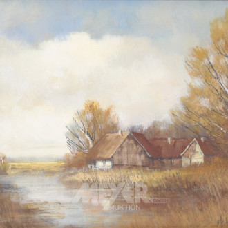 Gemälde 'Gehöft am See'