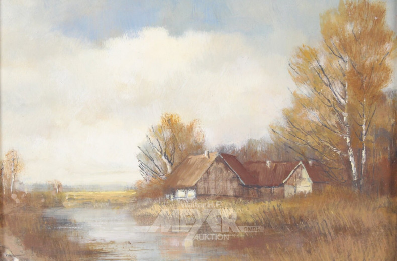 Gemälde 'Gehöft am See'