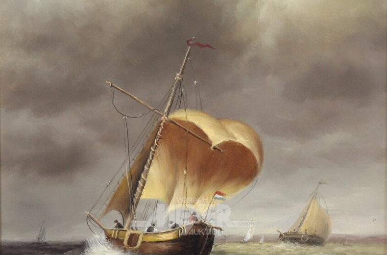 Gemälde 'Holländische Segler auf stürmischer See'