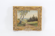 kl. Gemälde 'Landschaft mit Birken'