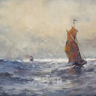 Gemälde 'Segelschiff auf rauer See'